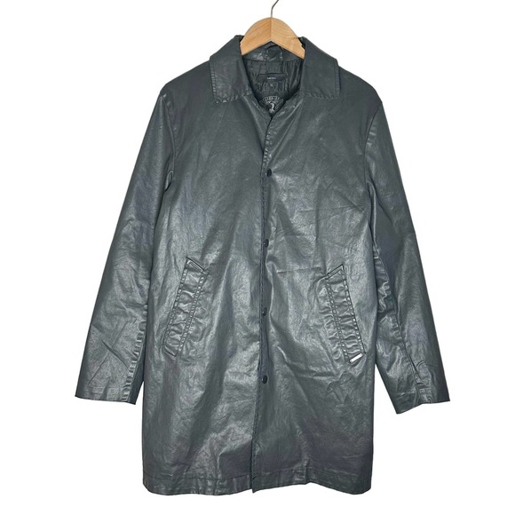 DieselMenBlack Cotton Sateen Snap Button Trench CoatSize Medium